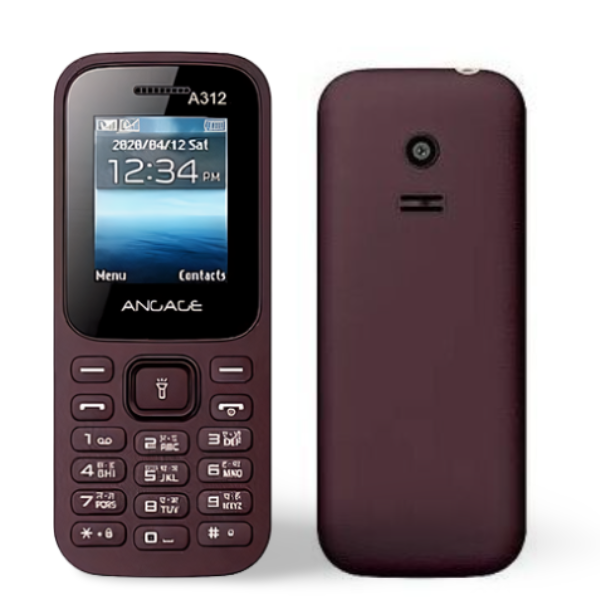 Angage 312 Dual Sim Mobile With 1.8 inch Display 1000 mAh Battery Auto Call Recording Multi Indian Language Torch & FM-Maroon