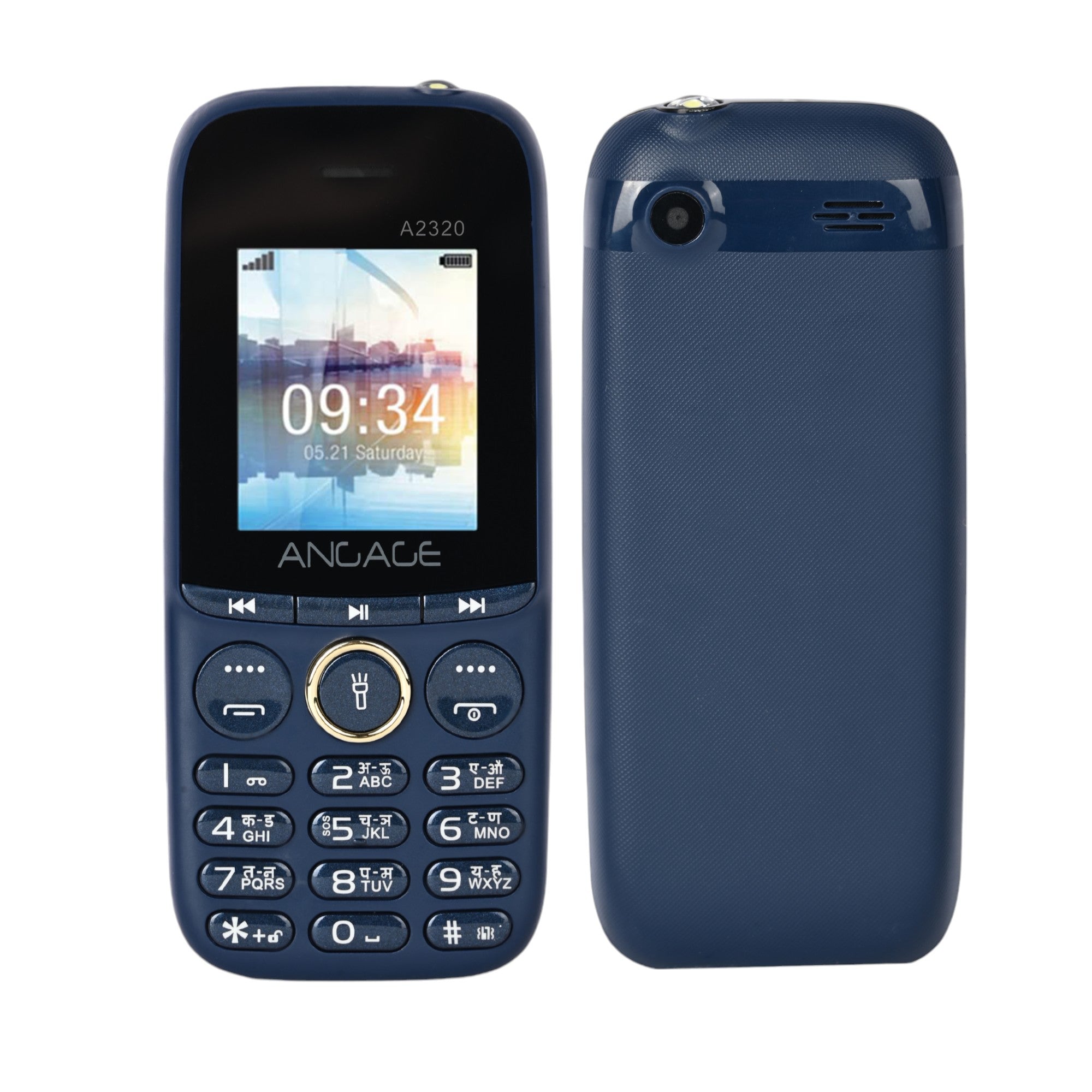 Angage 2320 Dual Sim Mobile With 1.8 inch Display 1000 mAh Battery Auto Call Recording Multi Indian Language Torch & FM-Blue