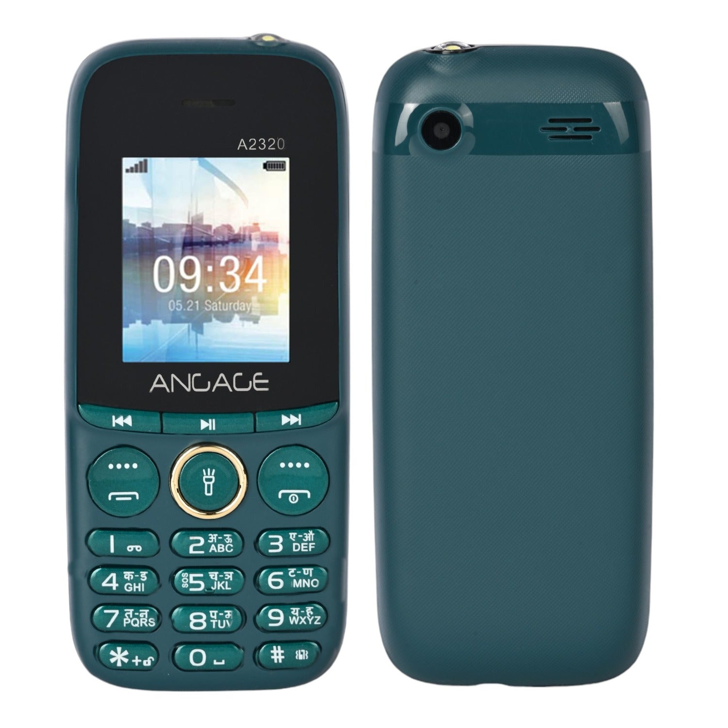 Angage 2320 Dual Sim Mobile With 1.8 inch Display 1000 mAh Battery Auto Call Recording Multi Indian Language Torch & FM-Green