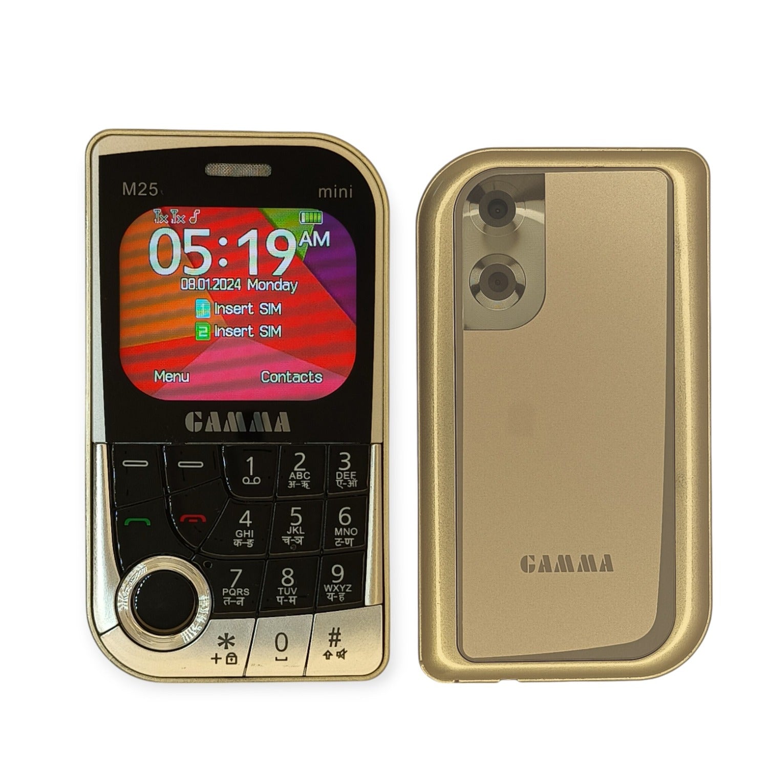 Gamma M25 Mini Dual Sim Mobile With Digital Camera And 1000 mAh Battery-Gold