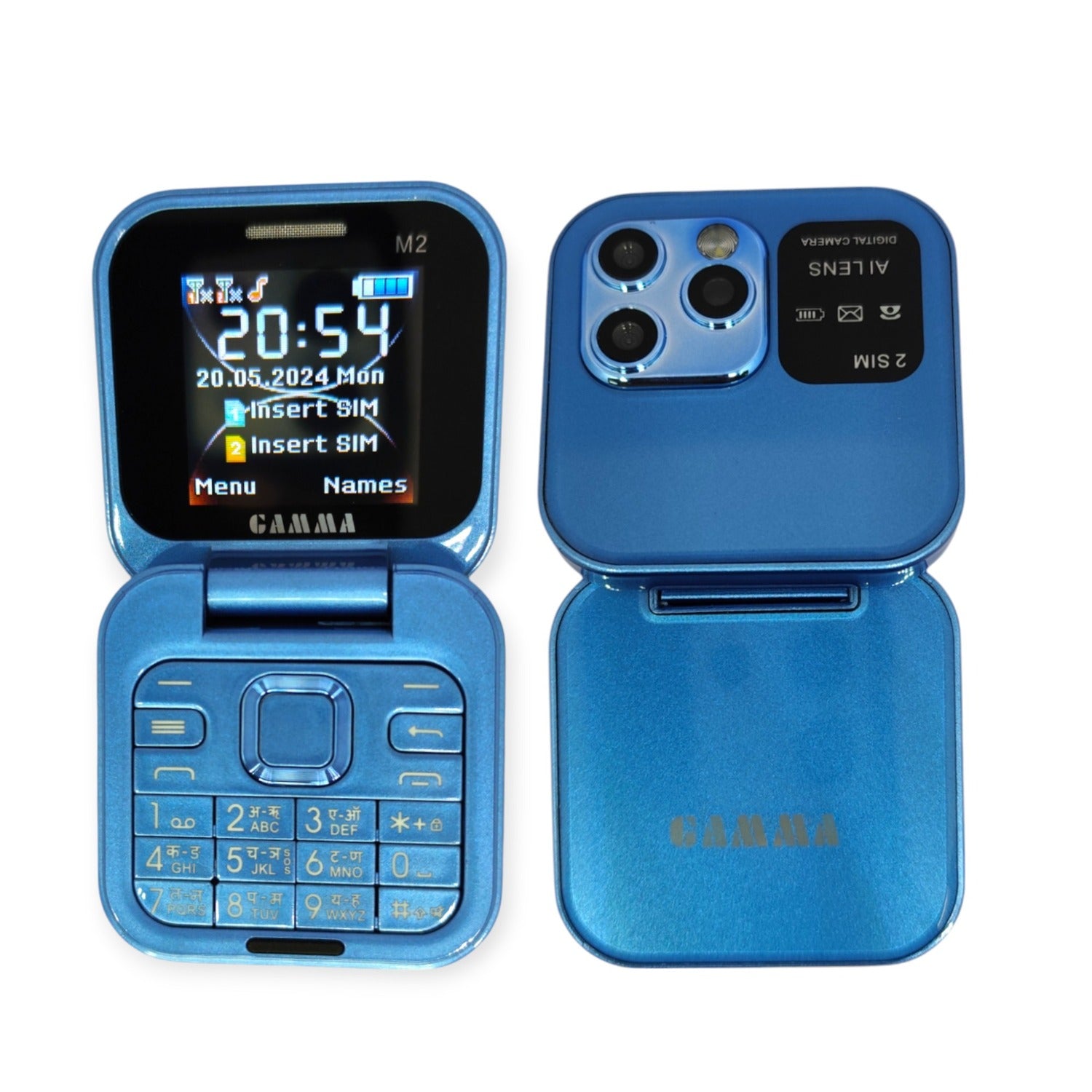 Gamma Flip Micro M2 Dual Sim Mobile With Digital Camera And 1000 mAh Battery-Blue