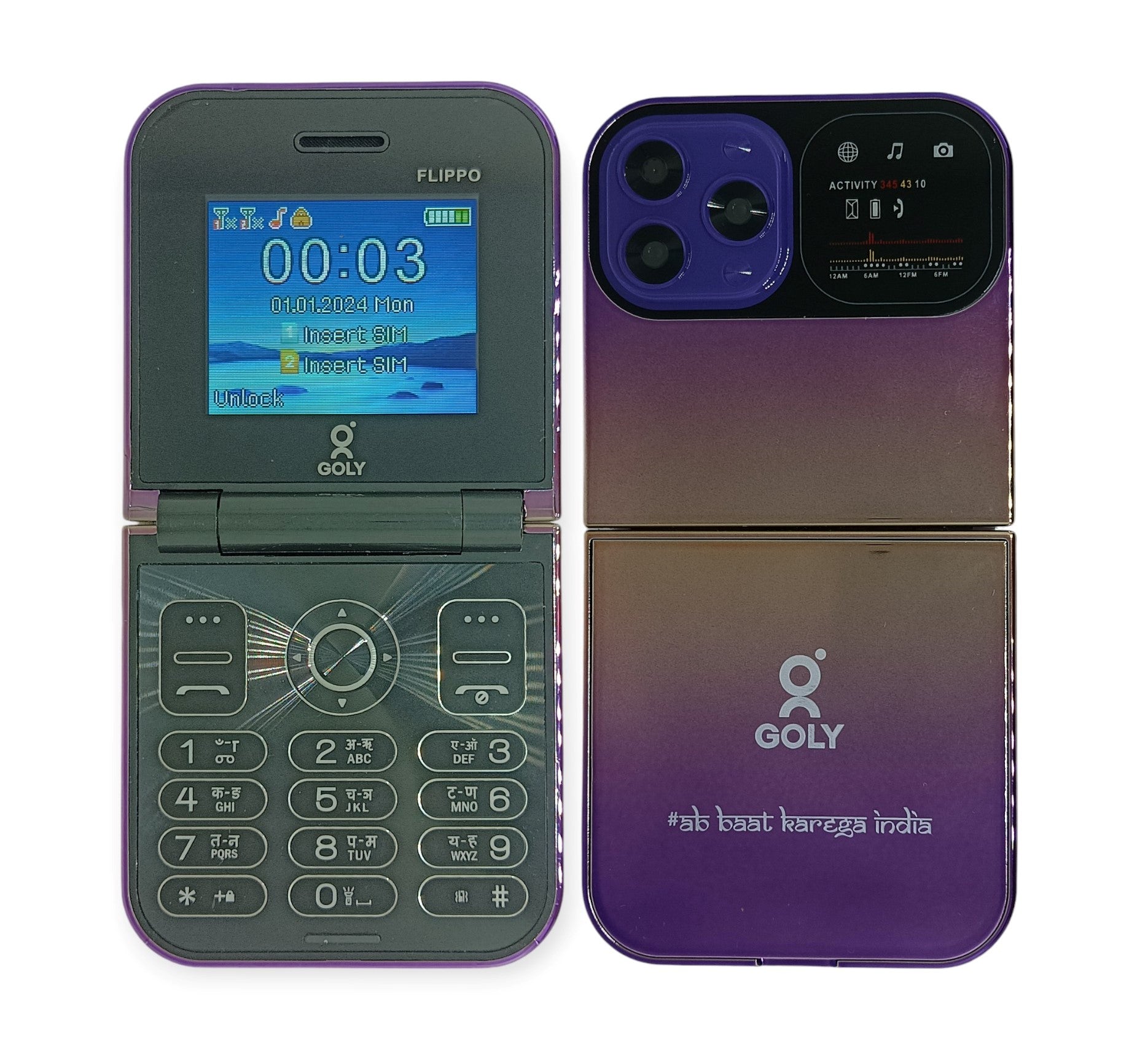 Goly Flippo Dual Sim Flip Mobile With 2.2 Inch Big Screen 1100mAh Battery & LED Light