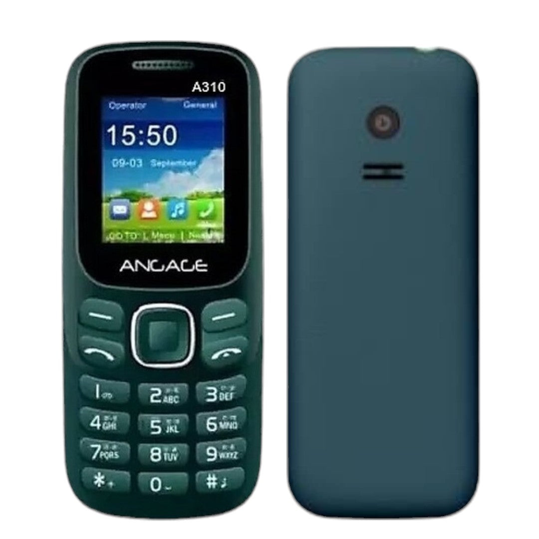 Angage 310 Dual Sim Mobile With 1.8 inch Display 1000 mAh Battery Auto Call Recording Multi Indian Language Torch & FM-Green