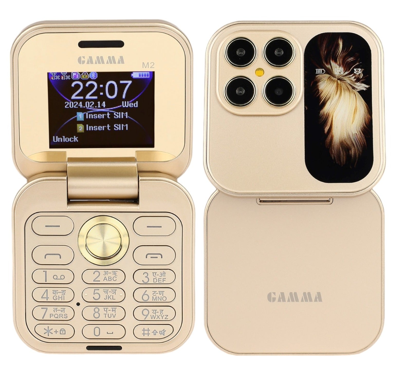 Gamma Flip Mini M2 Dual Sim Foldable Flip Mobile With 2 Inch Display Camera & FM - Gold