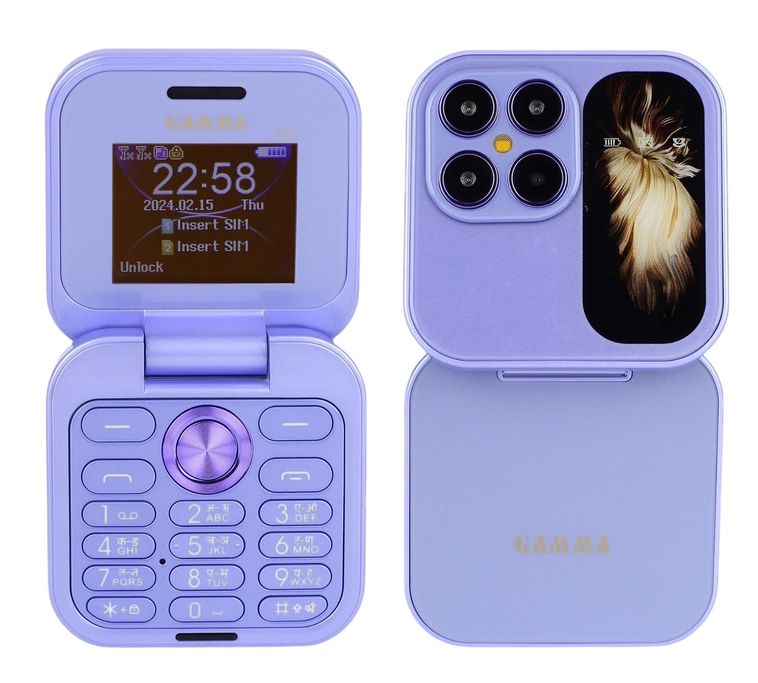 Gamma Flip Mini M2 Dual Sim Foldable Flip Mobile With 2 Inch Display Camera & FM - Purple