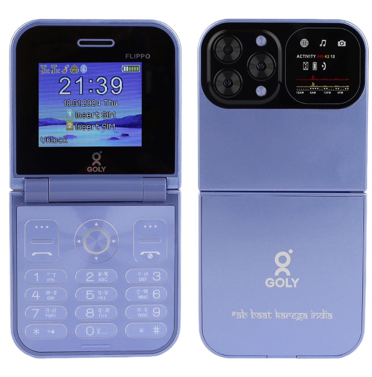 Goly Flippo Dual Sim Flip Mobile With 2.2 Inch Big Screen & 1100mAh Battery- Purple