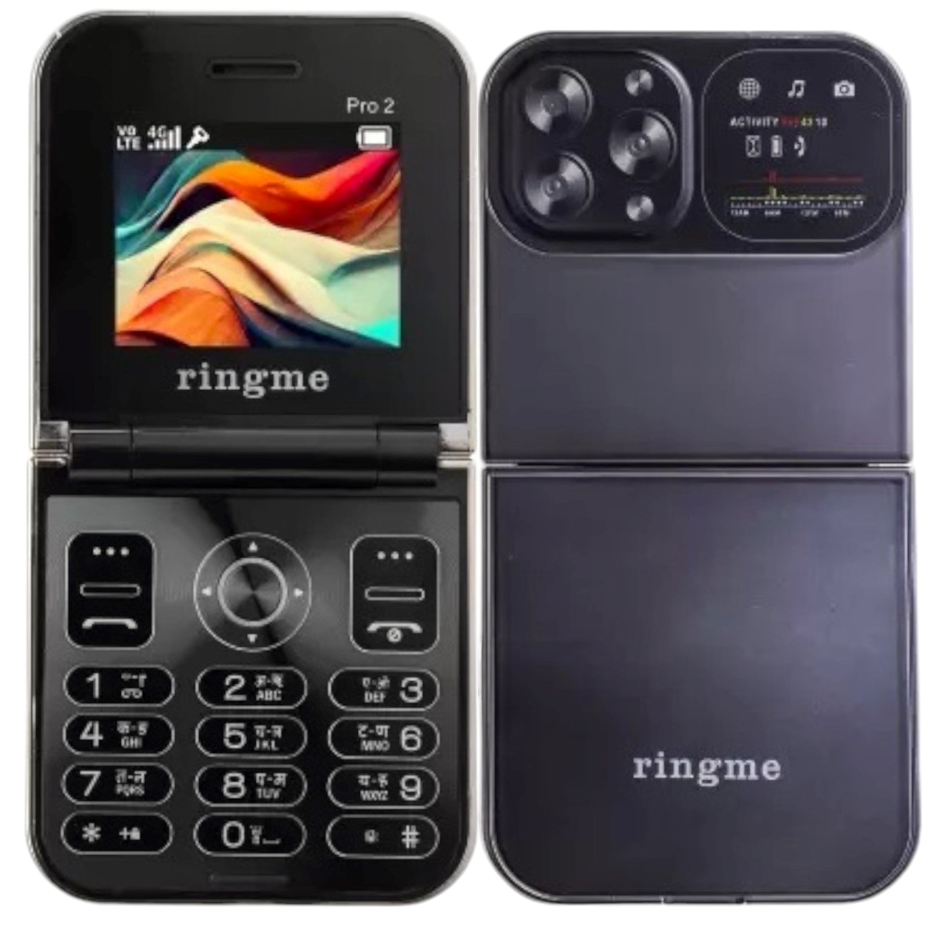 Ringme R1 Pro 2 Dual Sim Foldable Mobile With 2 Inch Display & Camera - Black