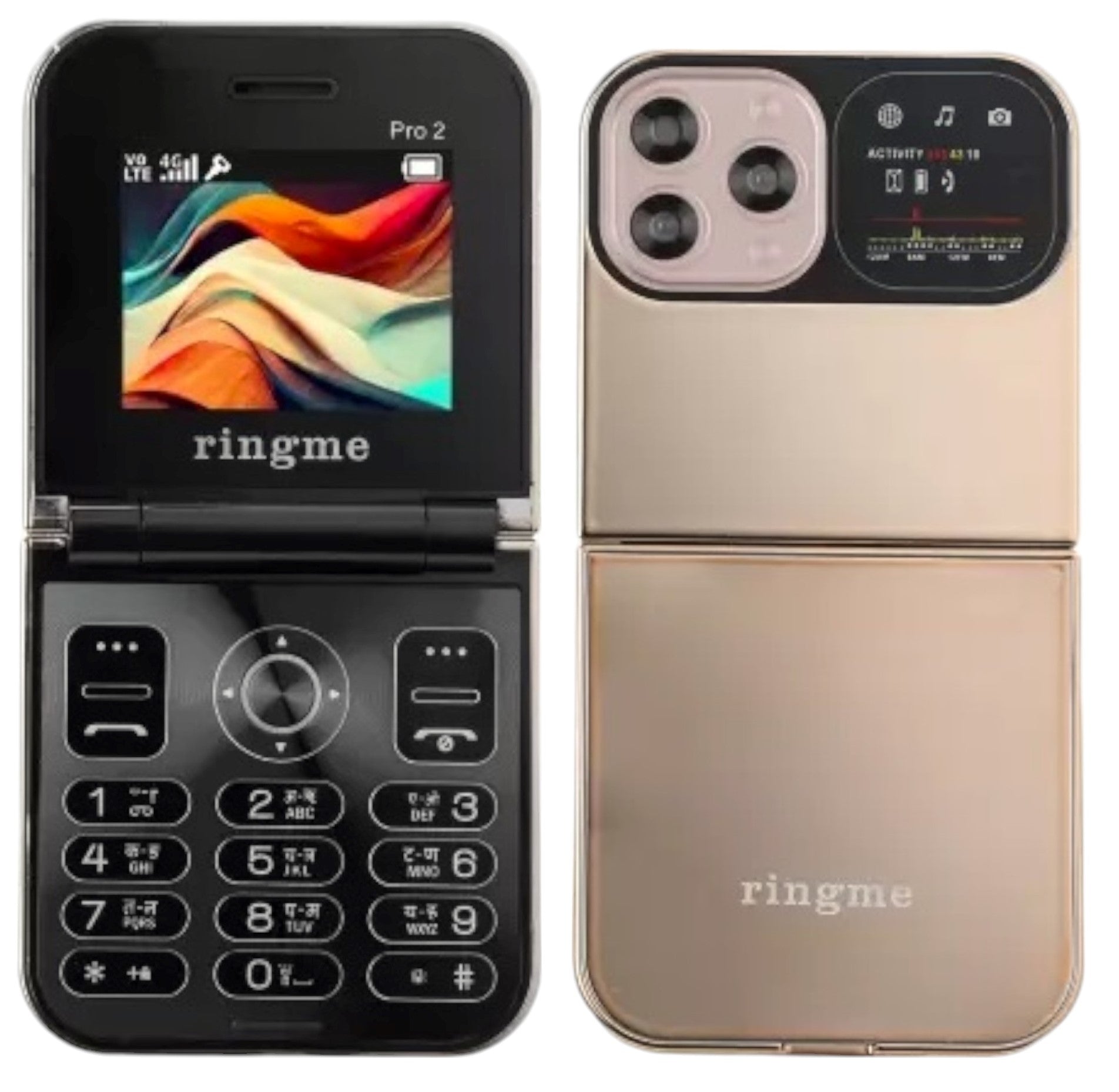 Ringme R1 Pro 2 Dual Sim Foldable Mobile With 2 Inch Display & Camera - Gold