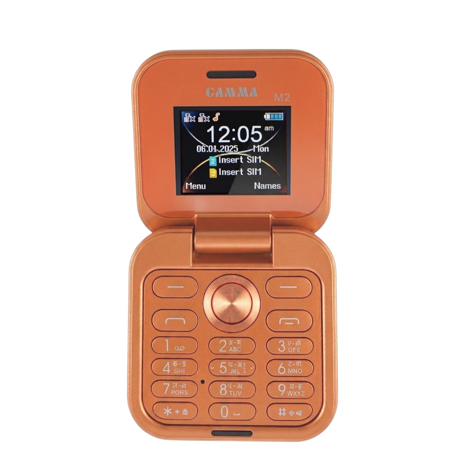 Gamma Flip Mini M2 Dual SIM Keypad Mobile Phone with FM Radio & Multimedia- Orange