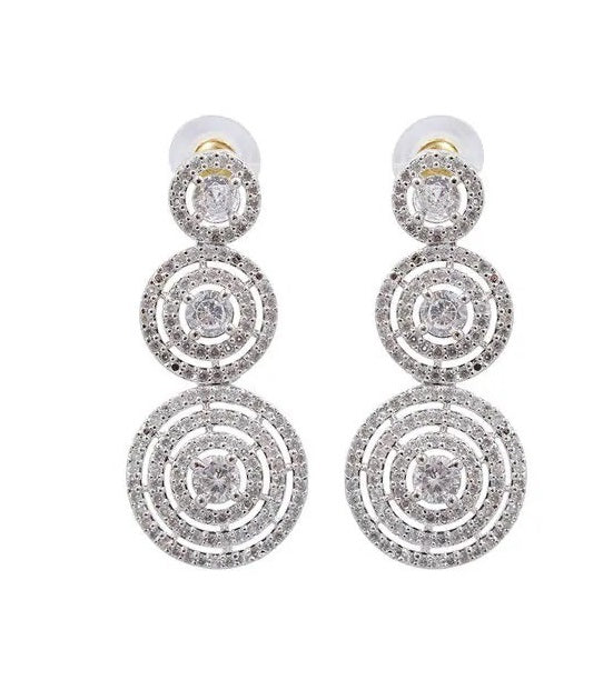 LaaLi NK13 Rhodium Plated American Diamond Necklace Set for Women | Premium Jewellery for Wedding & Party