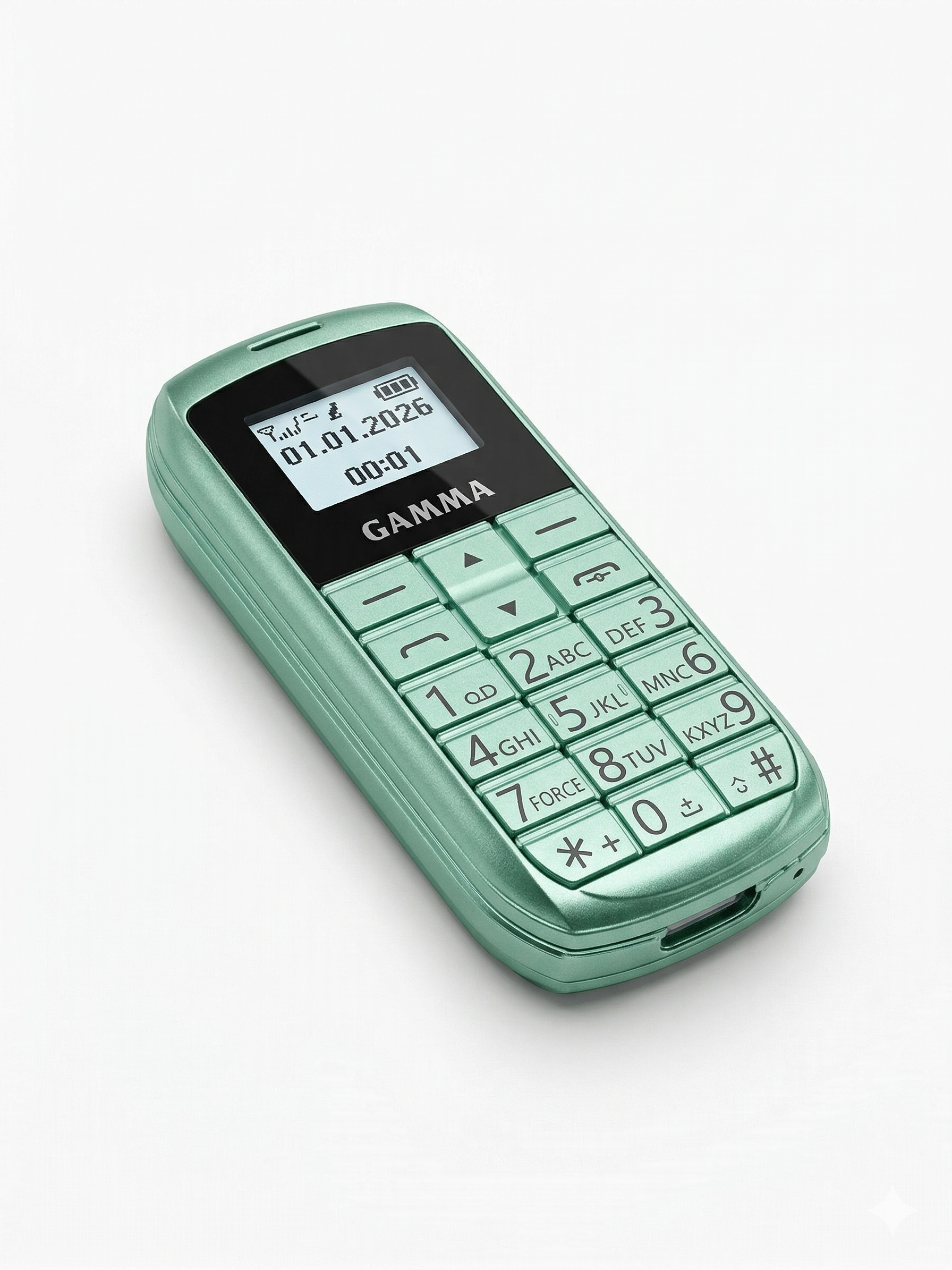 Gamma G26 Dual SIM Crystal Keypad Mobile Phone with Type-C Charging (Green)