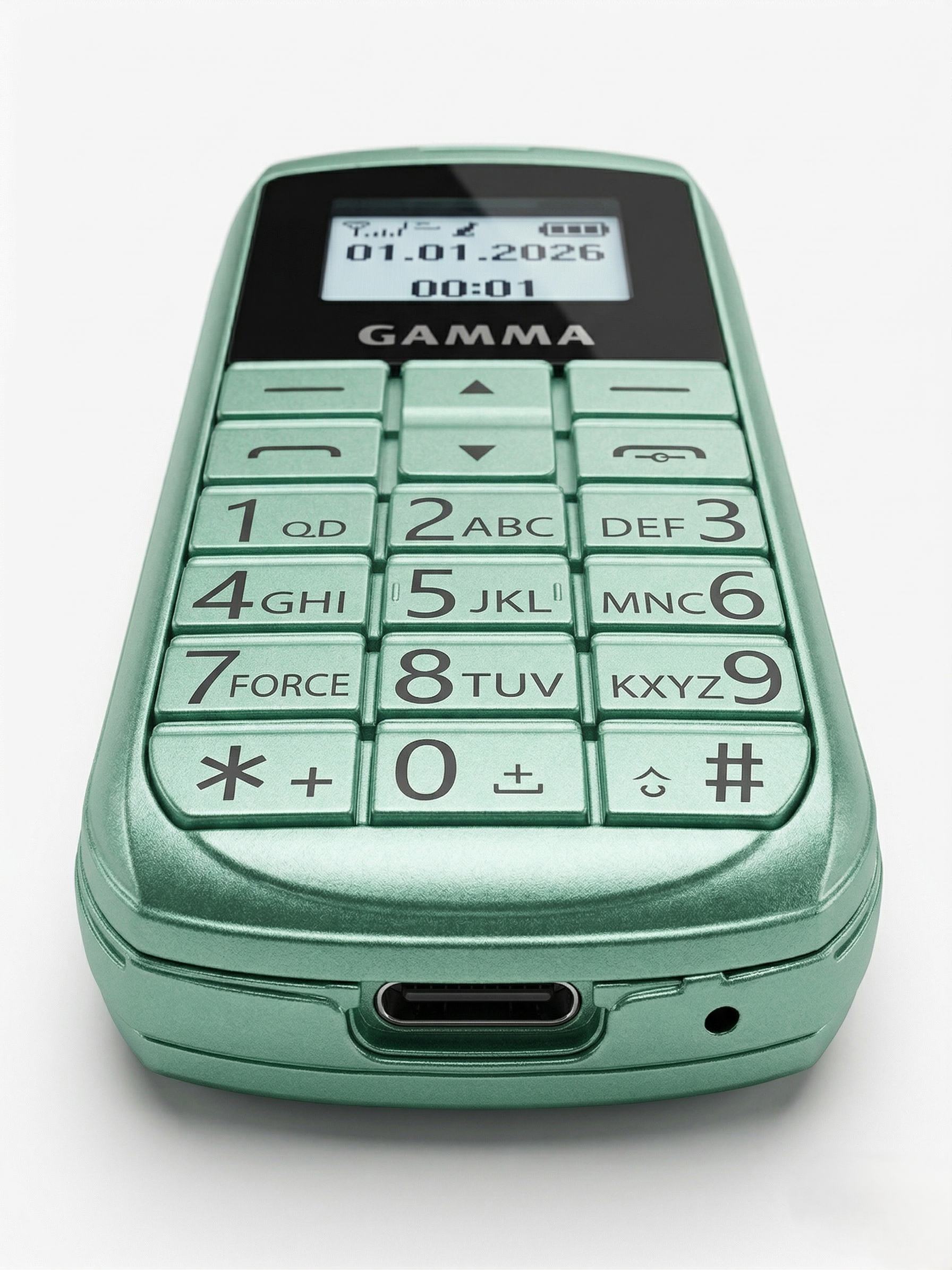 Gamma G26 Dual SIM Crystal Keypad Mobile Phone with Type-C Charging (Green)