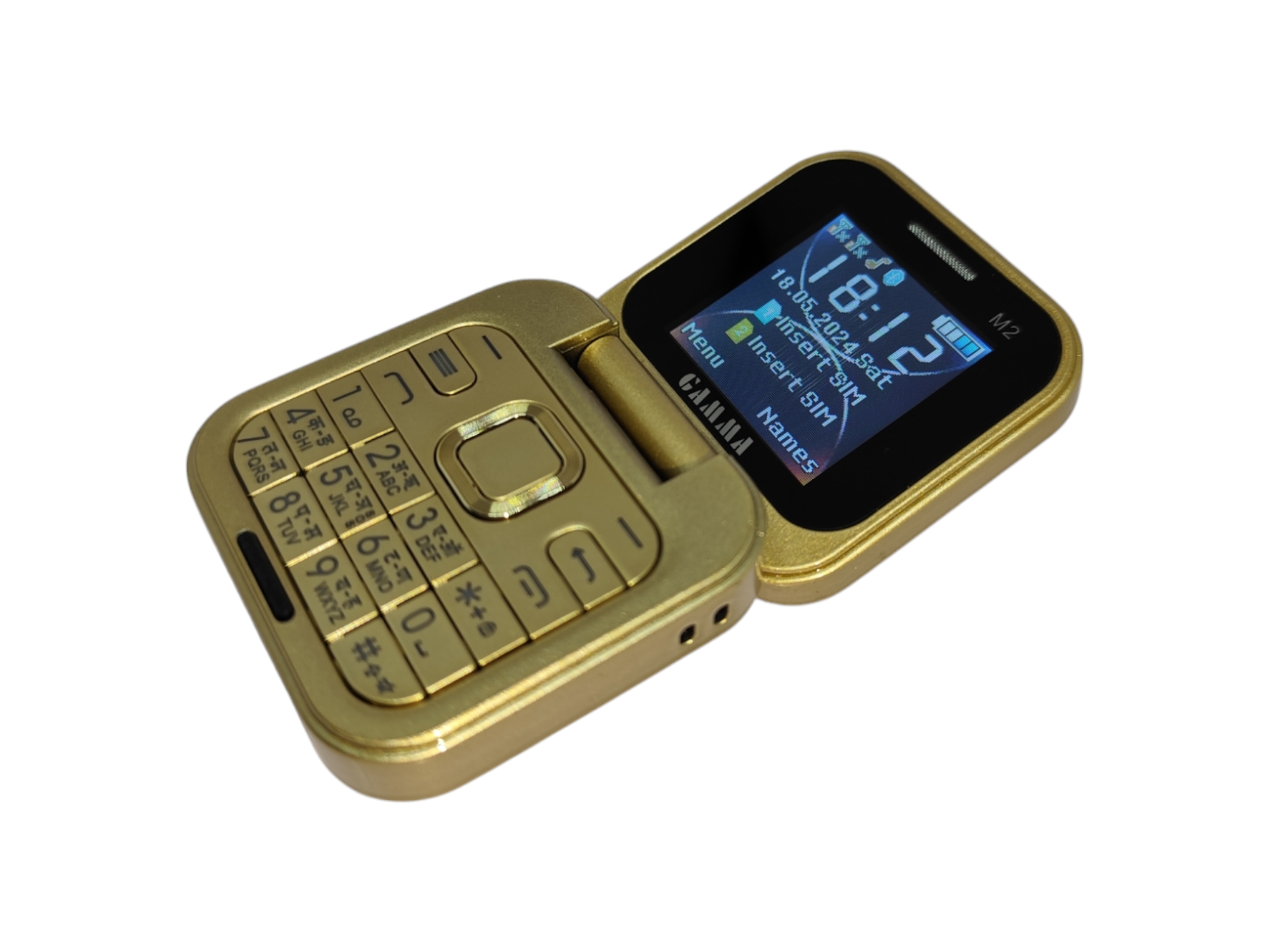 Gamma Flip Micro M2  Dual Sim Mobile With Digital Camera And 1000 mAh Battery-Gold