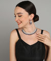 LaaLi NK2 Royal Blue American Diamond Choker Necklace Set for Women - Diamond Finish Bridal Jewelry