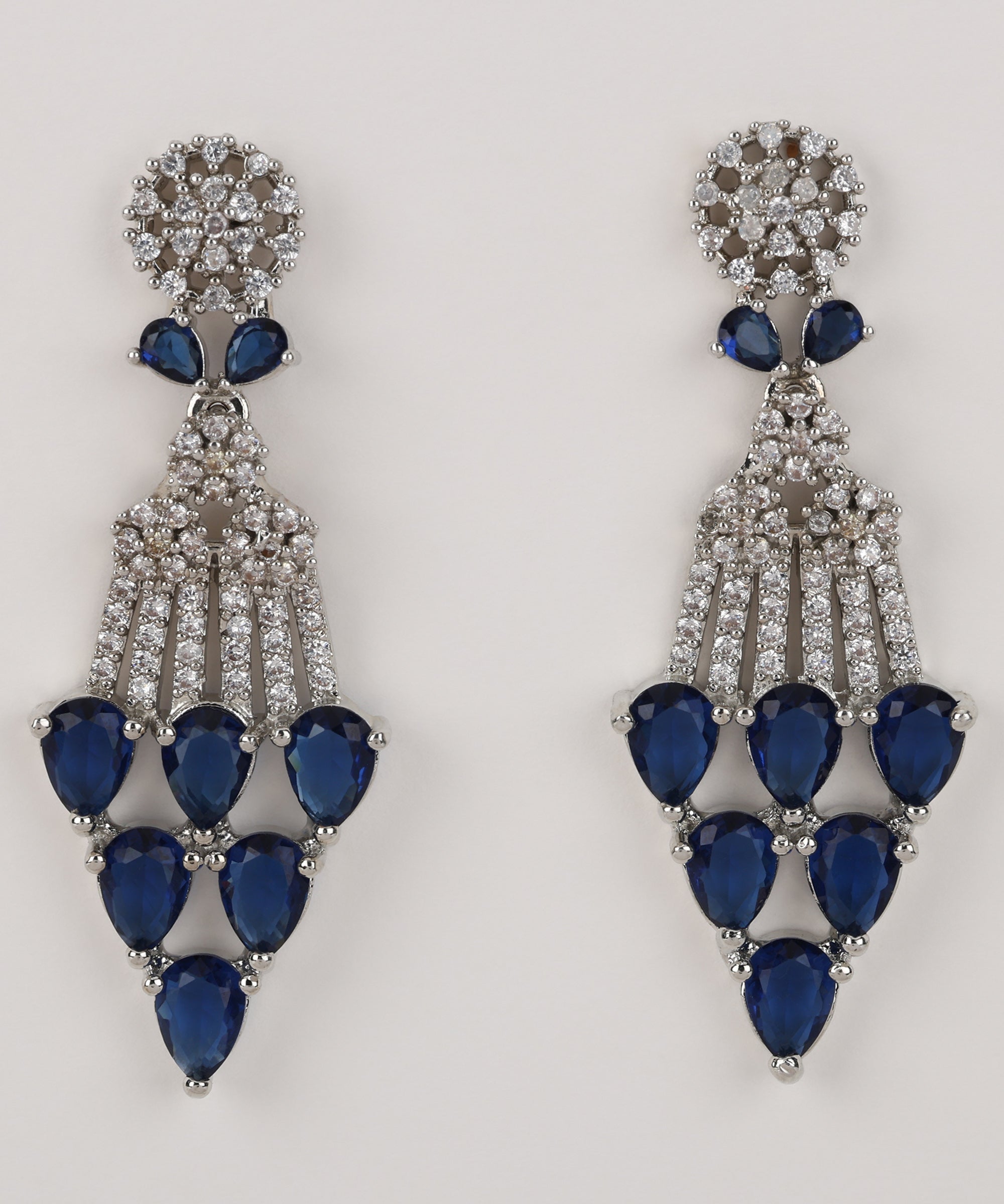 LaaLi NK2 Royal Blue American Diamond Choker Necklace Set for Women - Diamond Finish Bridal Jewelry