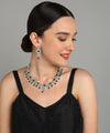 LaaLi NK6 Elegant Green & White American Diamond Rhodium Plated Necklace Set For Women – Bridal & Party Wear Jewellery