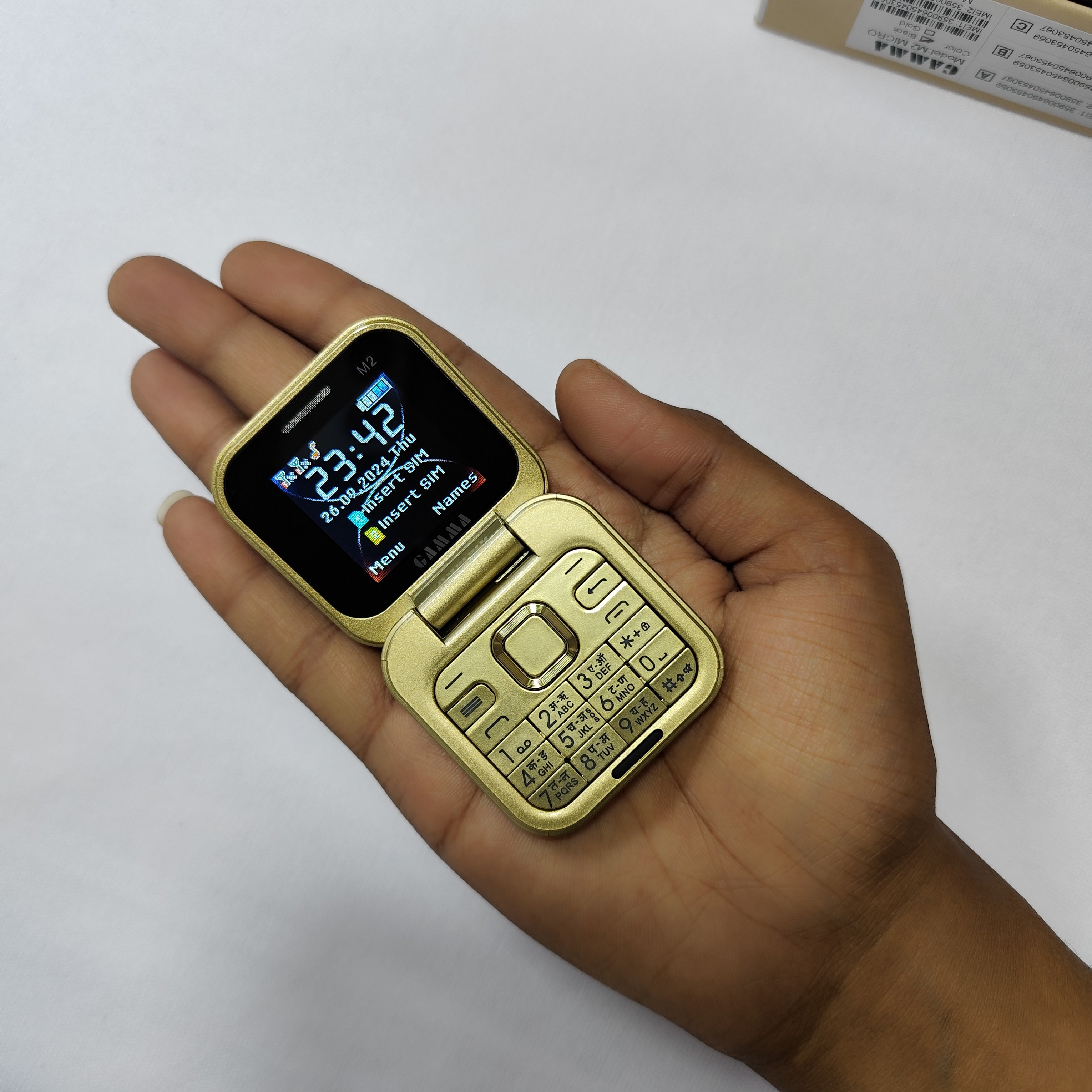 Gamma Flip Micro M2  Dual Sim Mobile With Digital Camera And 1000 mAh Battery-Gold