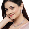 LaaLi NK34 Light Pink American Diamond Necklace Set | Rhodium Plated Elegant Jewellery for Women | Trendy Party Wear Necklace with Earrings