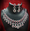 LaaLi NK40 Ruby Red American Diamond Necklace Set | Rhodium Plated Bridal Jewellery with Earrings | Elegant Festive & Wedding Wear Set for Women