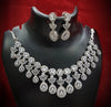 LaaLi NK41 White American Diamond Necklace Set | Rhodium Plated Bridal Jewellery for Women | Elegant Statement Choker with Earrings