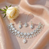 LaaLi NK44 White American Diamond Necklace Set | Rhodium Plated Bridal Jewellery for Women | Elegant Statement Choker with Earrings