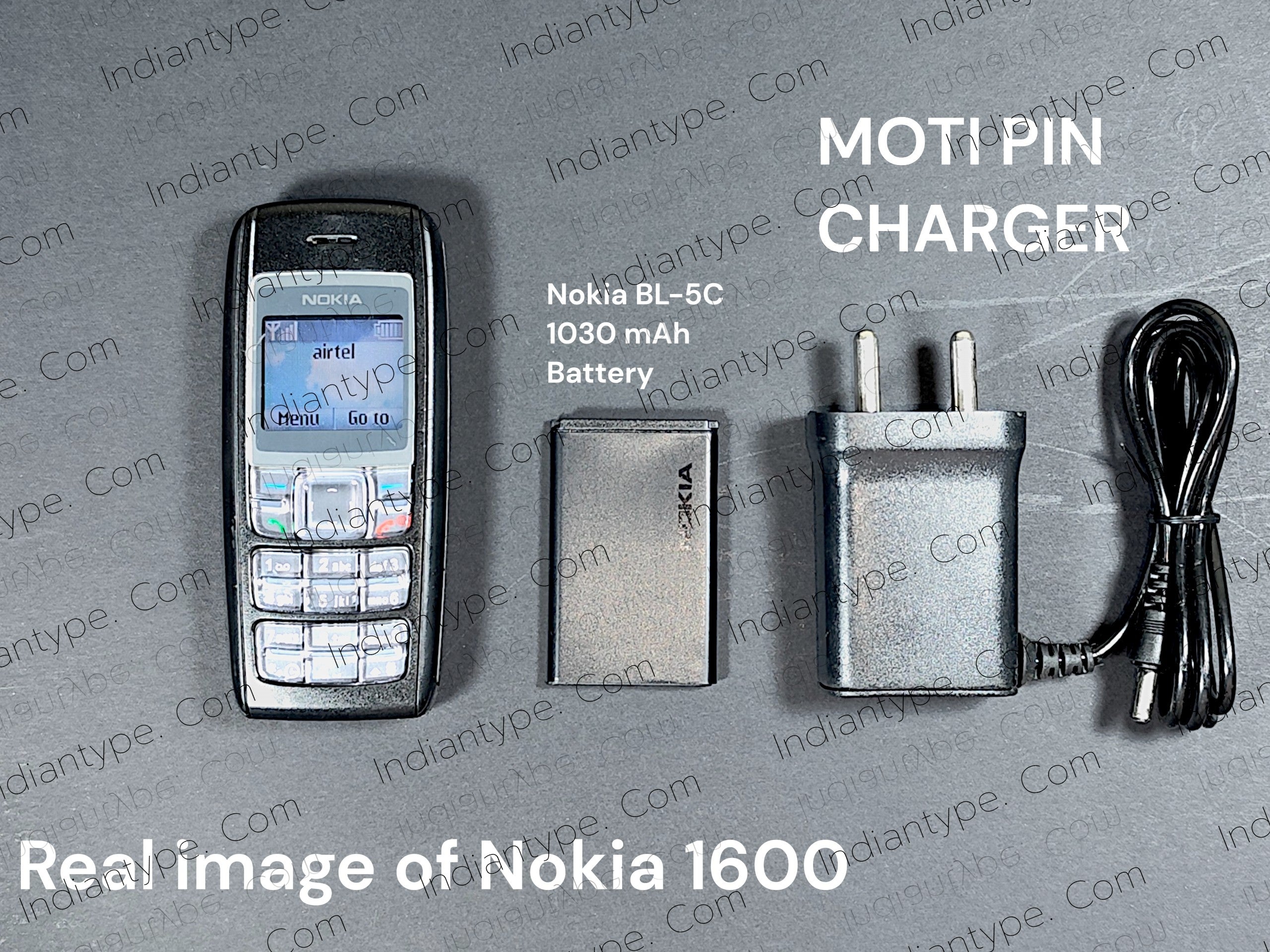 Refurbished Nokia 1600 Feature Phone With Battery & Charger