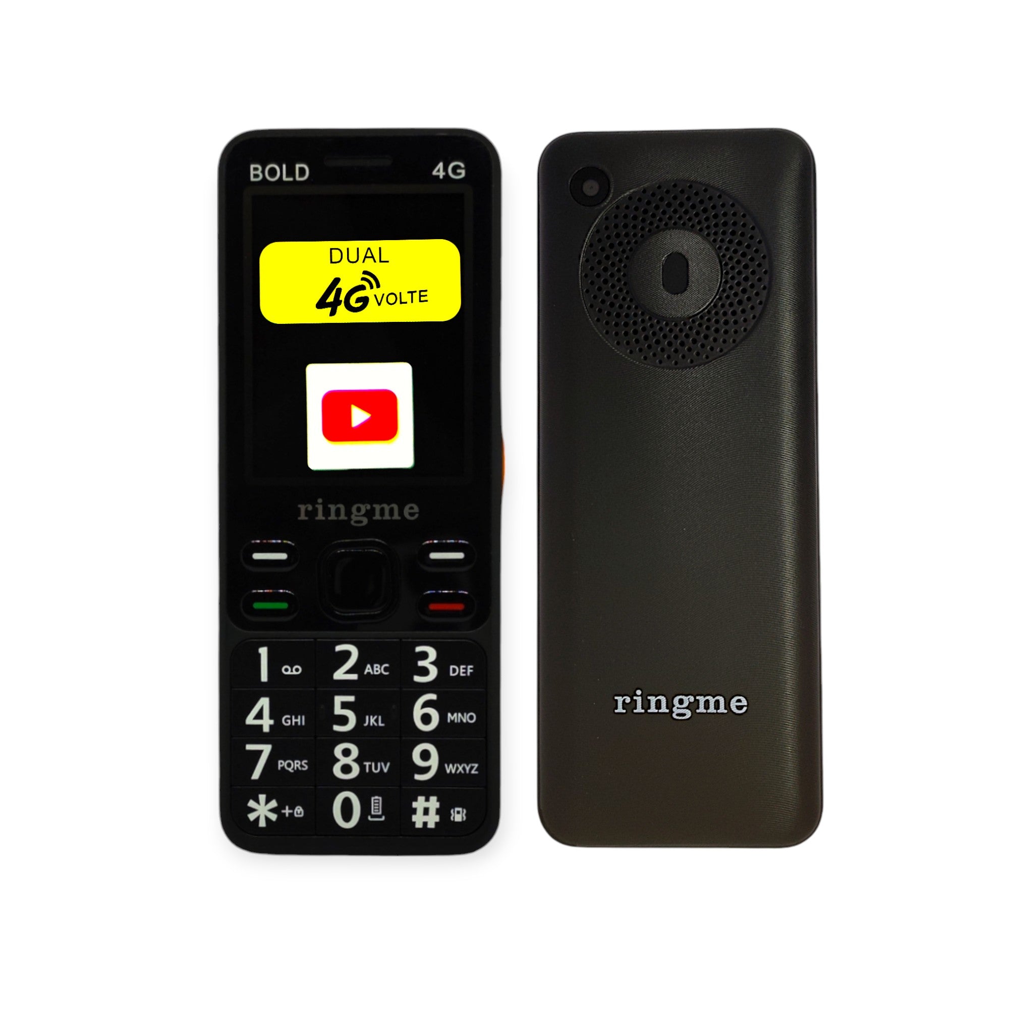 Ringme R1 Bold 4G Dual Sim Mobile With 2.4 Inch Screen 2 MP Camera & Expandable Memory-Black