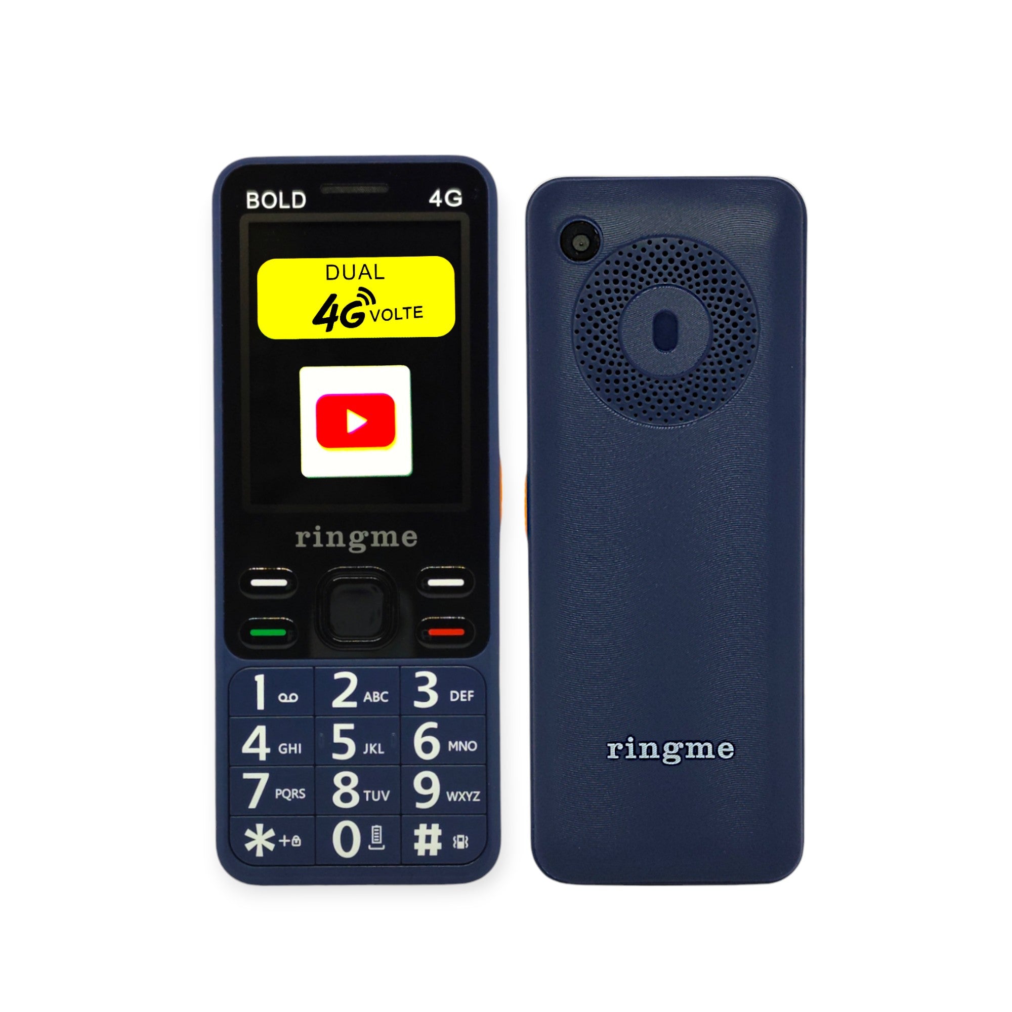 Ringme R1 Bold 4G Dual Sim Mobile With 2.4 Inch Screen 2 MP Camera & Expandable Memory-Blue