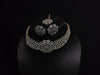 LaaLi NK50 Premium White Flower Choker Necklace Set with Earrings & Maang Tika | Bridal Jewelry for Women | Diamond Look | Party Wear