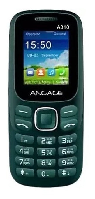 Angage 310 Dual Sim Mobile With 1.8 inch Display 1000 mAh Battery Auto Call Recording Multi Indian Language Torch & FM-Green