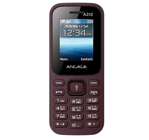 Angage 312 Dual Sim Mobile With 1.8 inch Display 1000 mAh Battery Auto Call Recording Multi Indian Language Torch & FM-Maroon