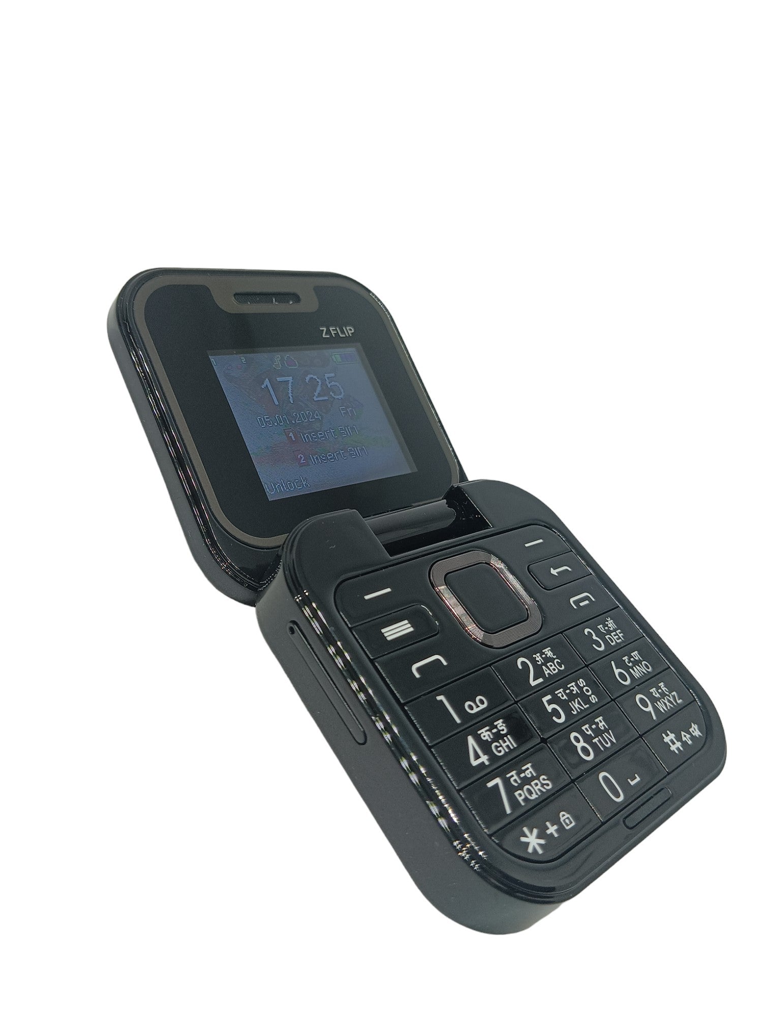 Angage Z Flip Dual Sim Mini Mobile With 1000 mAh Battery Camera & FM- Black