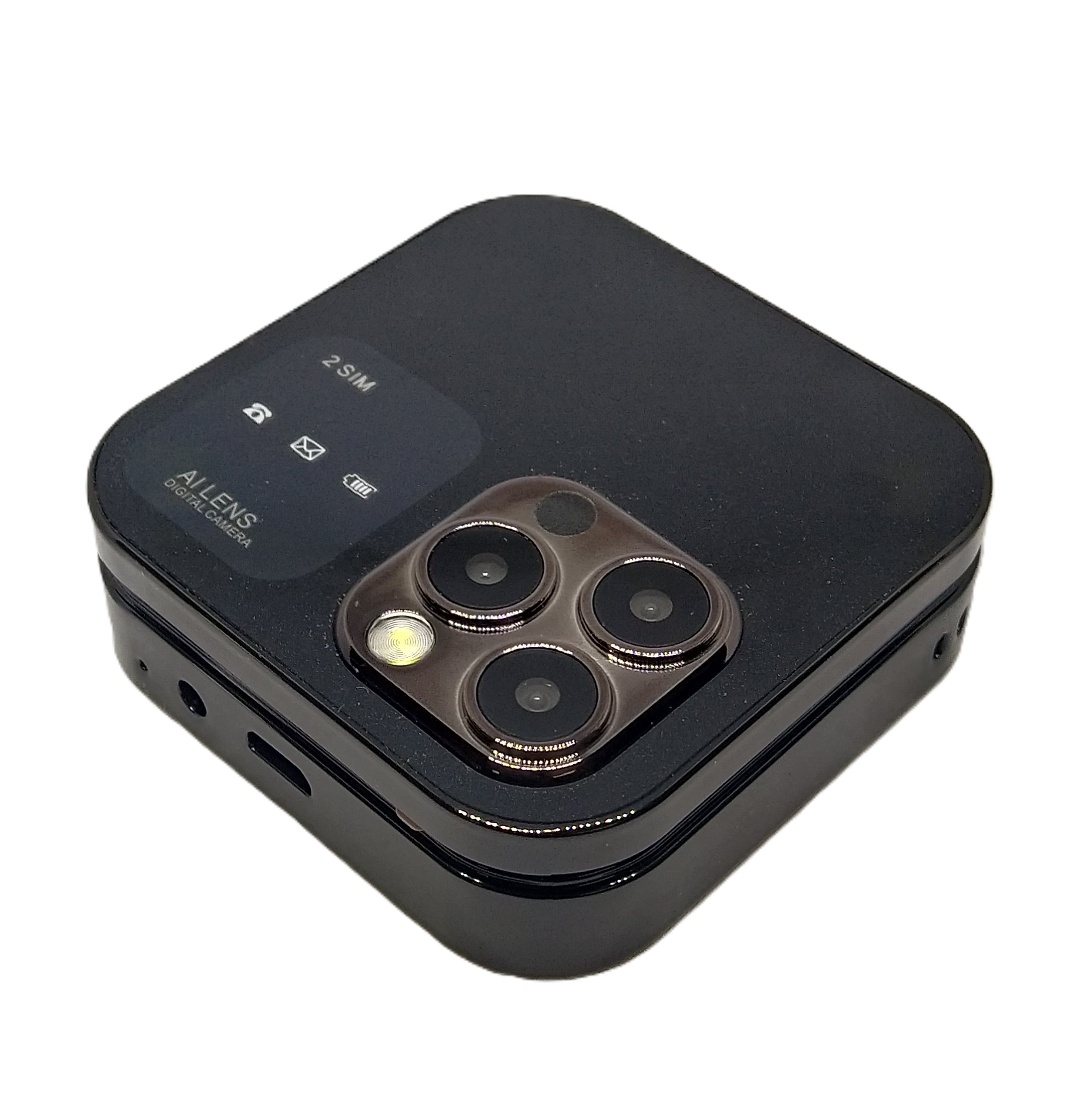 Angage Z Flip Dual Sim Mini Mobile With 1000 mAh Battery Camera & FM- Black