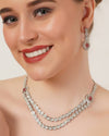 LaaLi NK56 Women Rhodium-Plated Stone-Studded Necklace & Earrings Set