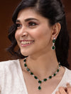 LaaLi NK24 Royal Green American Diamond Necklace Set | Rhodium Plated Bridal Jewellery for Women | Elegant Emerald Look Necklace with Earrings