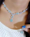 LaaLi NK43 Light Green American Diamond Necklace Set | Rhodium Plated Bridal Jewellery for Women | Elegant Statement Choker with Earrings