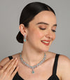 LaaLi NK4 Elegant Mint Green & White American Diamond Necklace Set – Silver-Plated Designer Bridal & Occasion Wear Jewelry