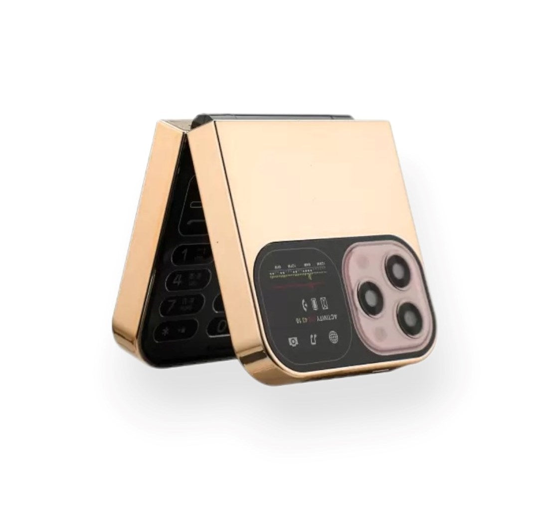 Ringme R1 Pro 2 Dual Sim Foldable Mobile With 2 Inch Display & Camera - Gold