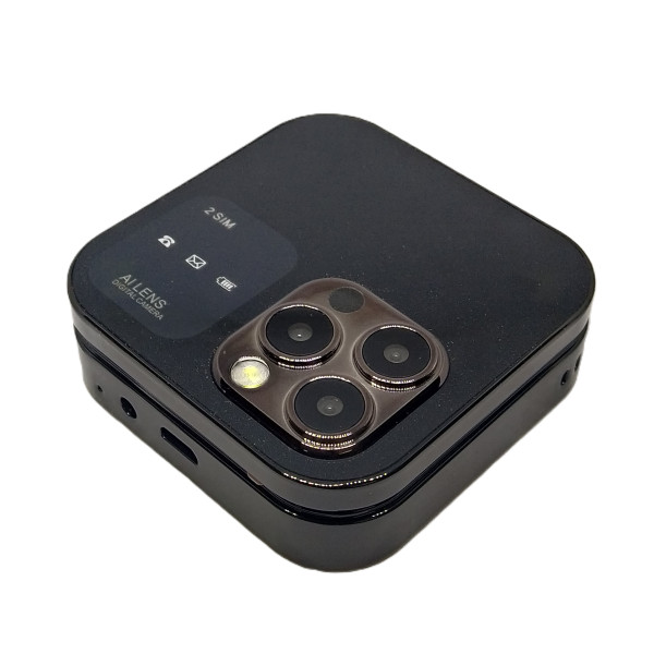 Angage Z Flip Dual Sim Mini Mobile With 1000 mAh Battery Camera & FM- Black