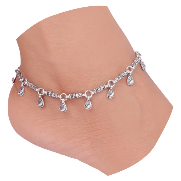 LaaLi F1 Drop Style Ghunghroo Payal Oxidized Anklet For Women & Girls 