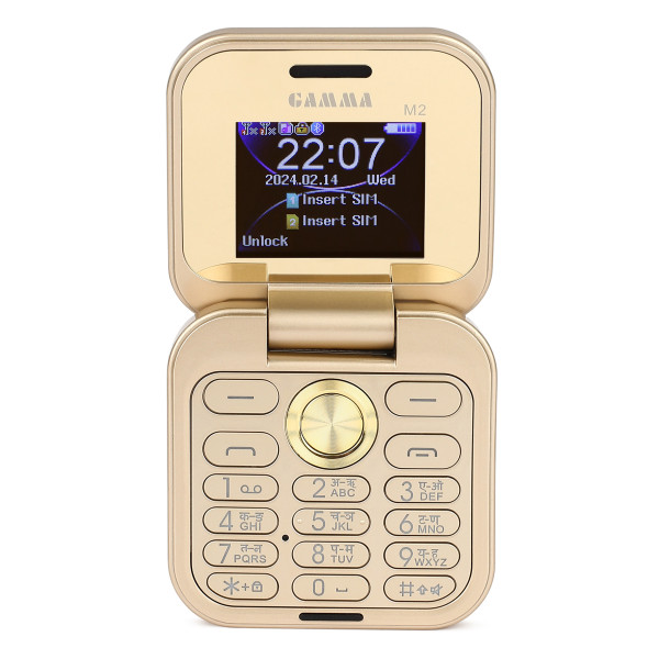 Gamma Flip Mini M2 Dual Sim Foldable Flip Mobile With 2 Inch Display Camera & FM - Gold