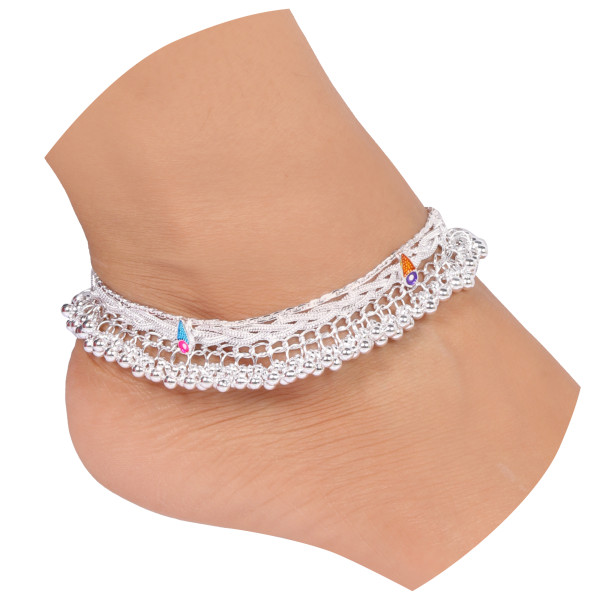 LaaLi A1 Ghunghroo Jhallar Heavy Traditional Alloy Anklet For Girls & Women (Pack of 2)